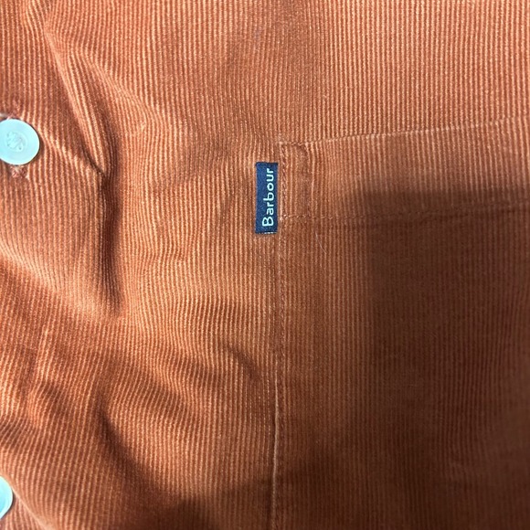 Barbour Tailored Fit Corduroy Button Down Shirt Orange Brown Men's Size XL - Picture 4 of 9